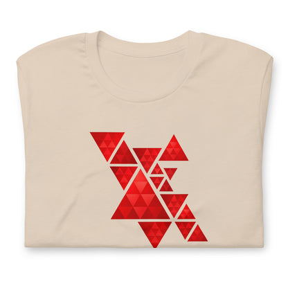 Geometric Red Triangles Graphic Tee - Abstract Mosaic Art T-Shirt