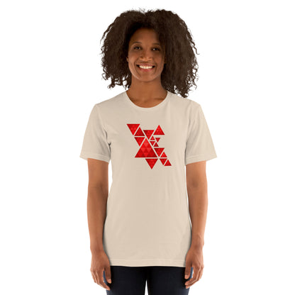 Geometric Red Triangles Graphic Tee - Abstract Mosaic Art T-Shirt