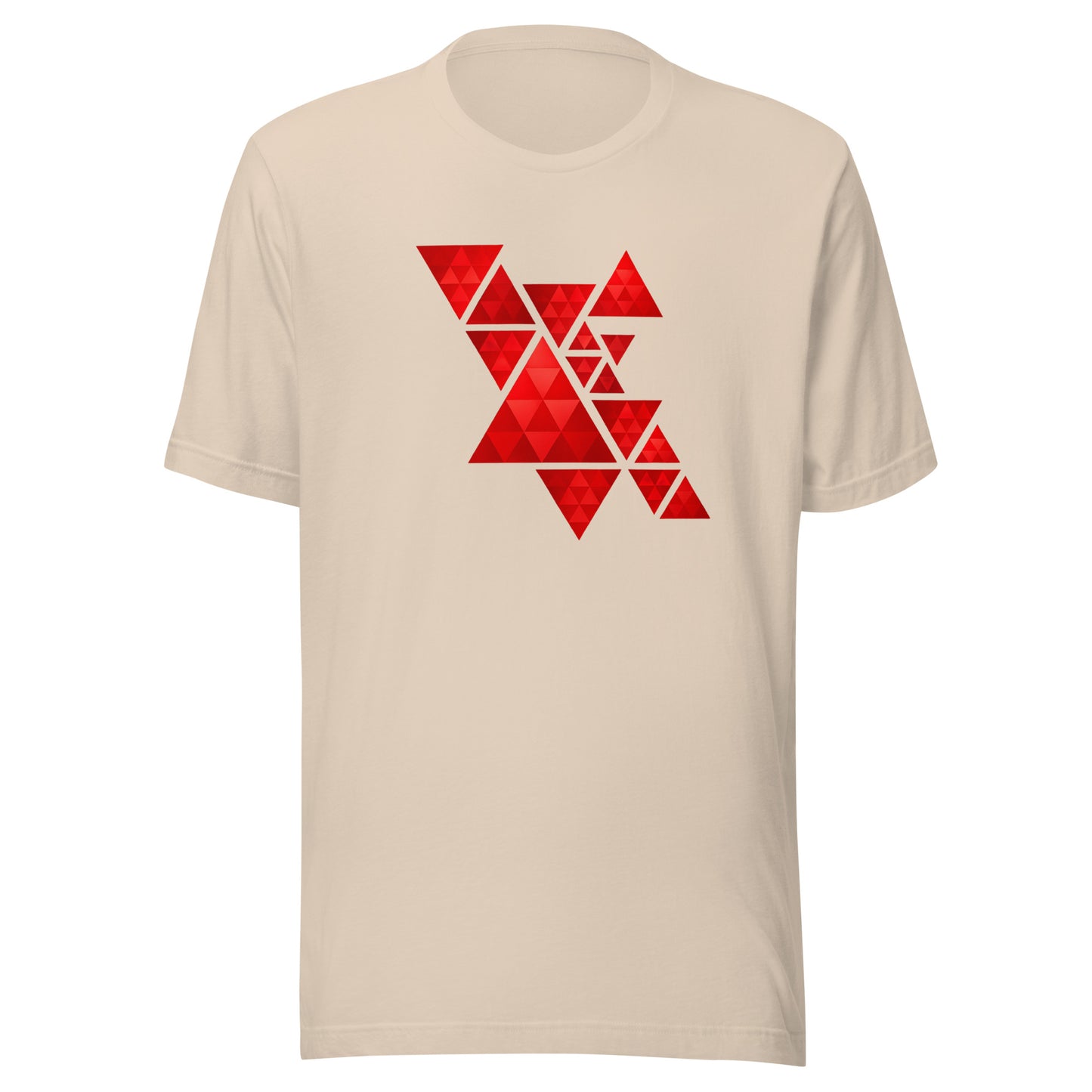 Geometric Red Triangles Graphic Tee - Abstract Mosaic Art T-Shirt