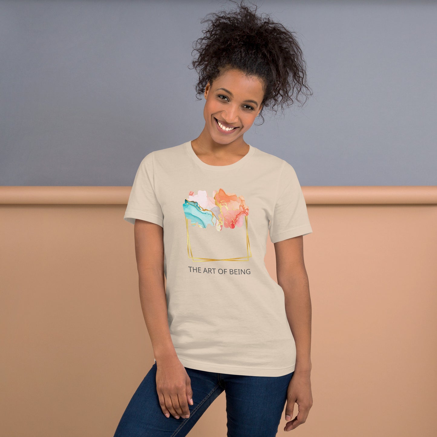 Luxe Abstract Marble Print Tee with Inspirational Quote | Elegant Boho-Chic Top
