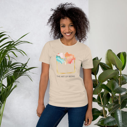 Luxe Abstract Marble Print Tee with Inspirational Quote | Elegant Boho-Chic Top