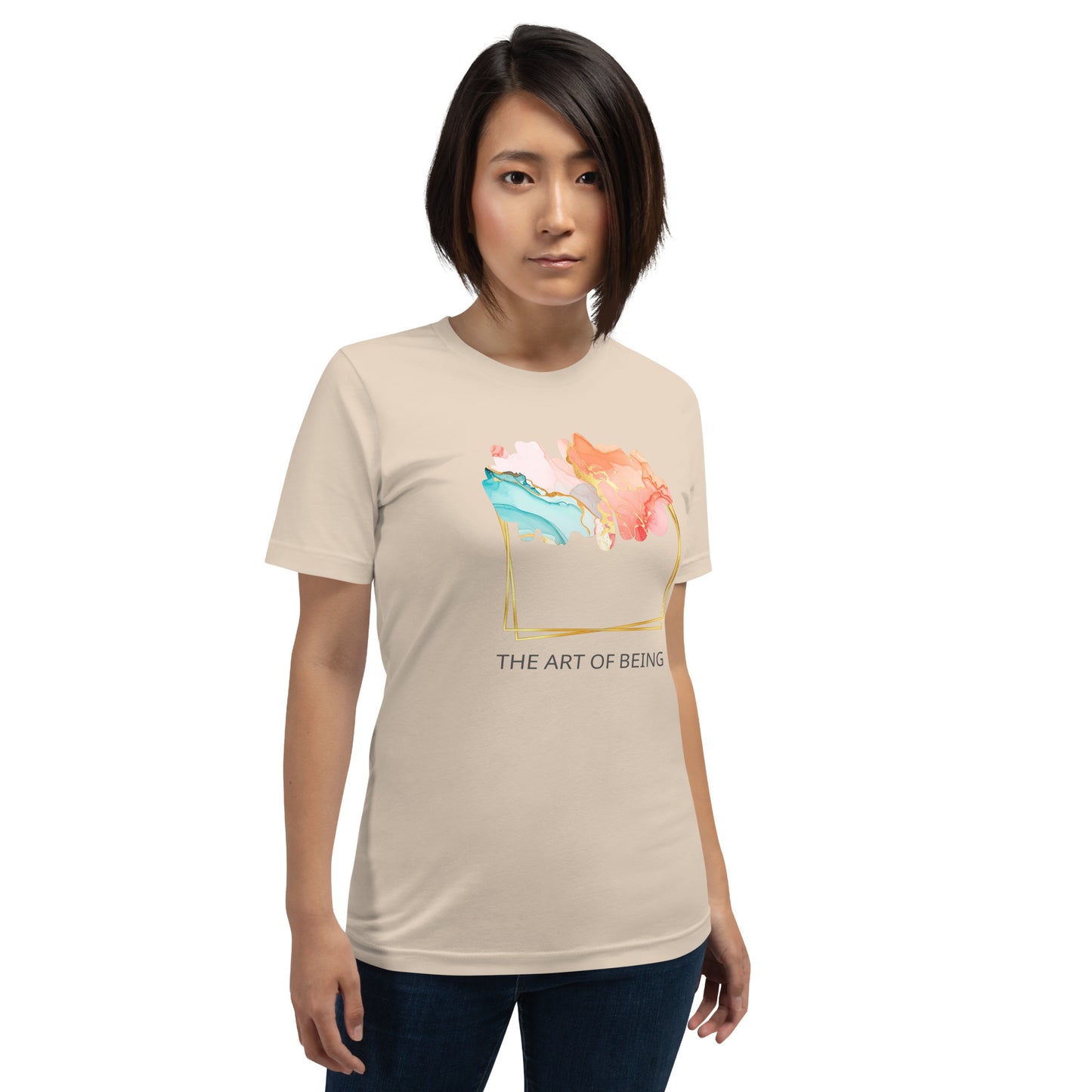 Luxe Abstract Marble Print Tee with Inspirational Quote | Elegant Boho-Chic Top