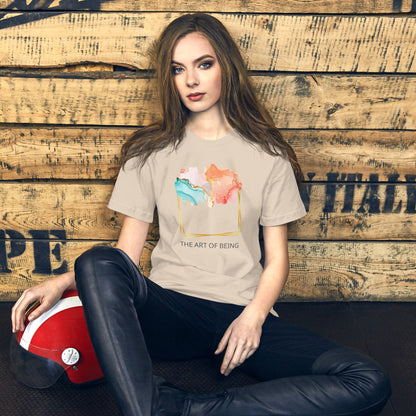 Luxe Abstract Marble Print Tee with Inspirational Quote | Elegant Boho-Chic Top