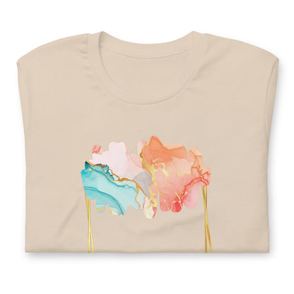 Luxe Abstract Marble Print Tee with Inspirational Quote | Elegant Boho-Chic Top