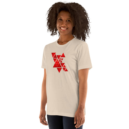 Geometric Red Triangles Graphic Tee - Abstract Mosaic Art T-Shirt