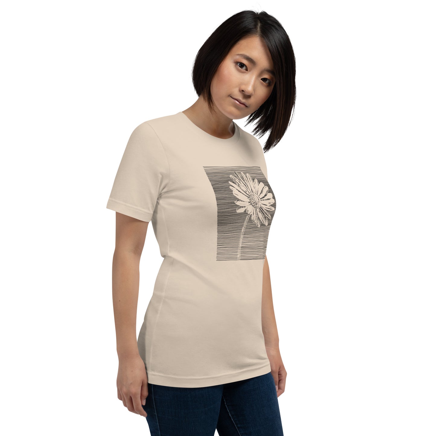 Elyx Minimalist Daisy Line Art Woman Graphic Tee