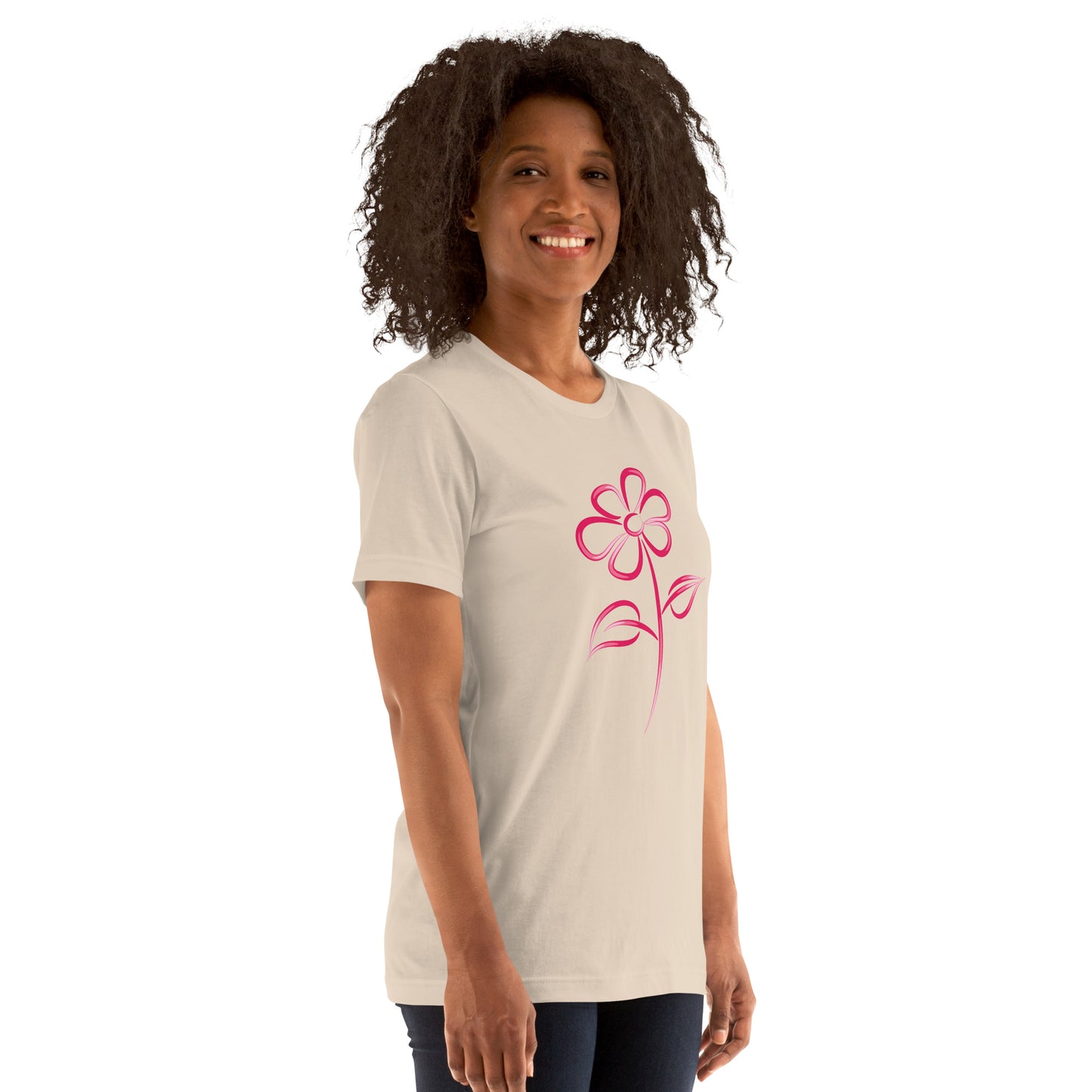 Fuchsia Flower Line Art Graphic Tee - Premium Cotton T-Shirt