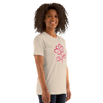 Fuchsia Flower Line Art Graphic Tee - Premium Cotton T-Shirt