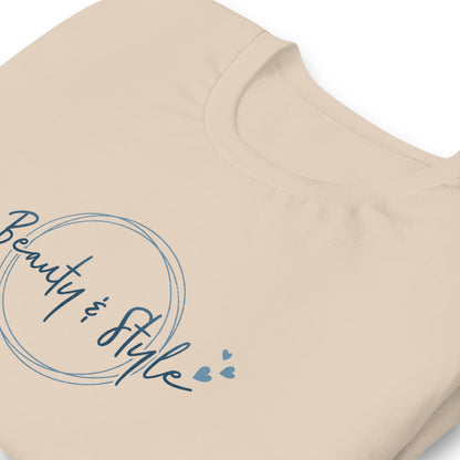 Elyx "Beauty & Style" Elegant Graphic Tee - Minimalist Script Design for Women