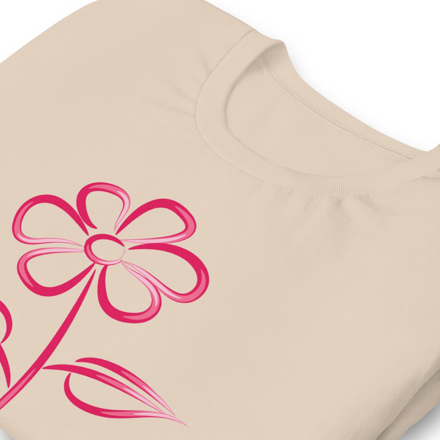 Fuchsia Flower Line Art Graphic Tee - Premium Cotton T-Shirt