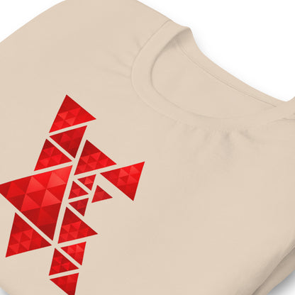 Geometric Red Triangles Graphic Tee - Abstract Mosaic Art T-Shirt