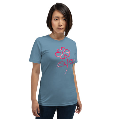 Fuchsia Flower Line Art Graphic Tee - Premium Cotton T-Shirt