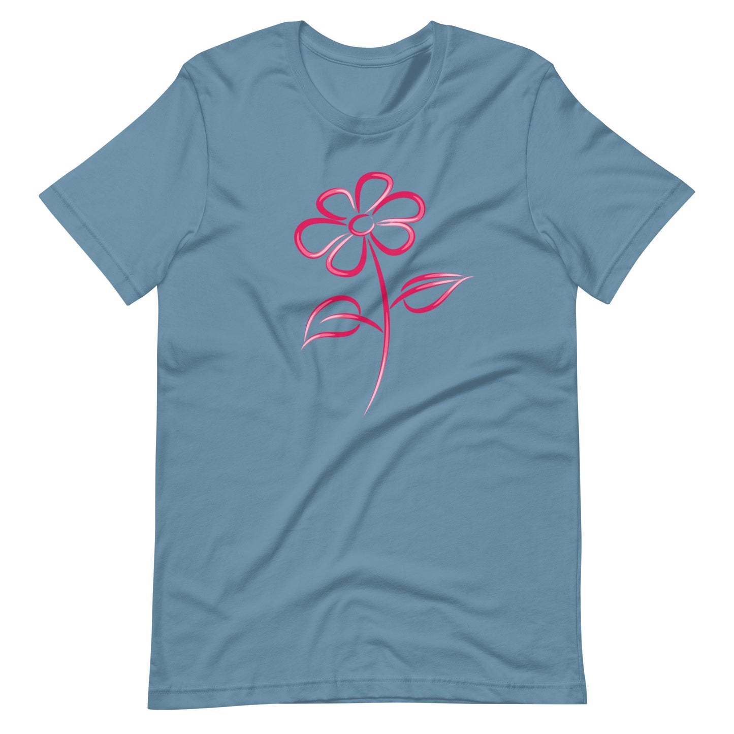 Fuchsia Flower Line Art Graphic Tee - Premium Cotton T-Shirt