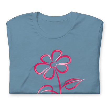 Fuchsia Flower Line Art Graphic Tee - Premium Cotton T-Shirt