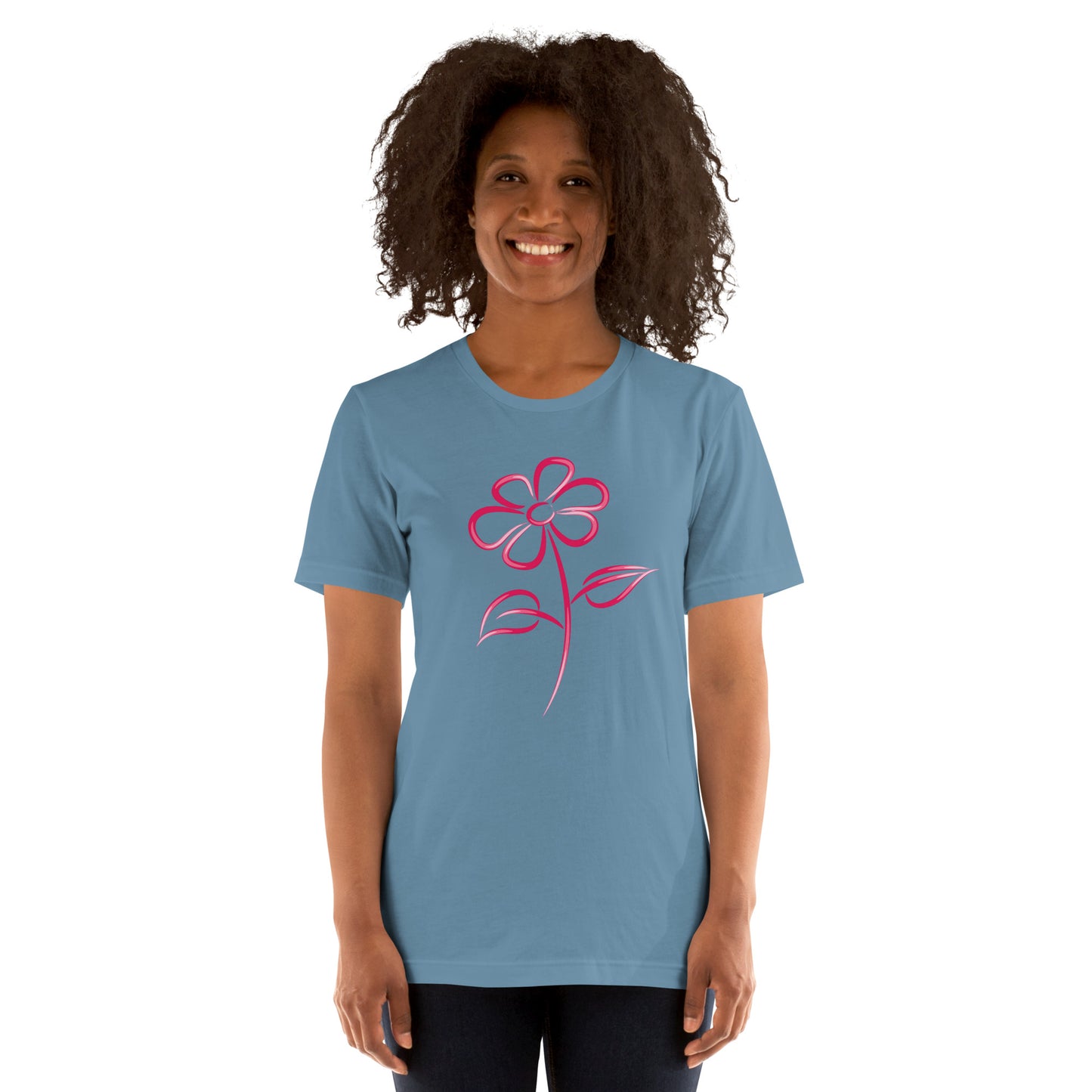 Fuchsia Flower Line Art Graphic Tee - Premium Cotton T-Shirt