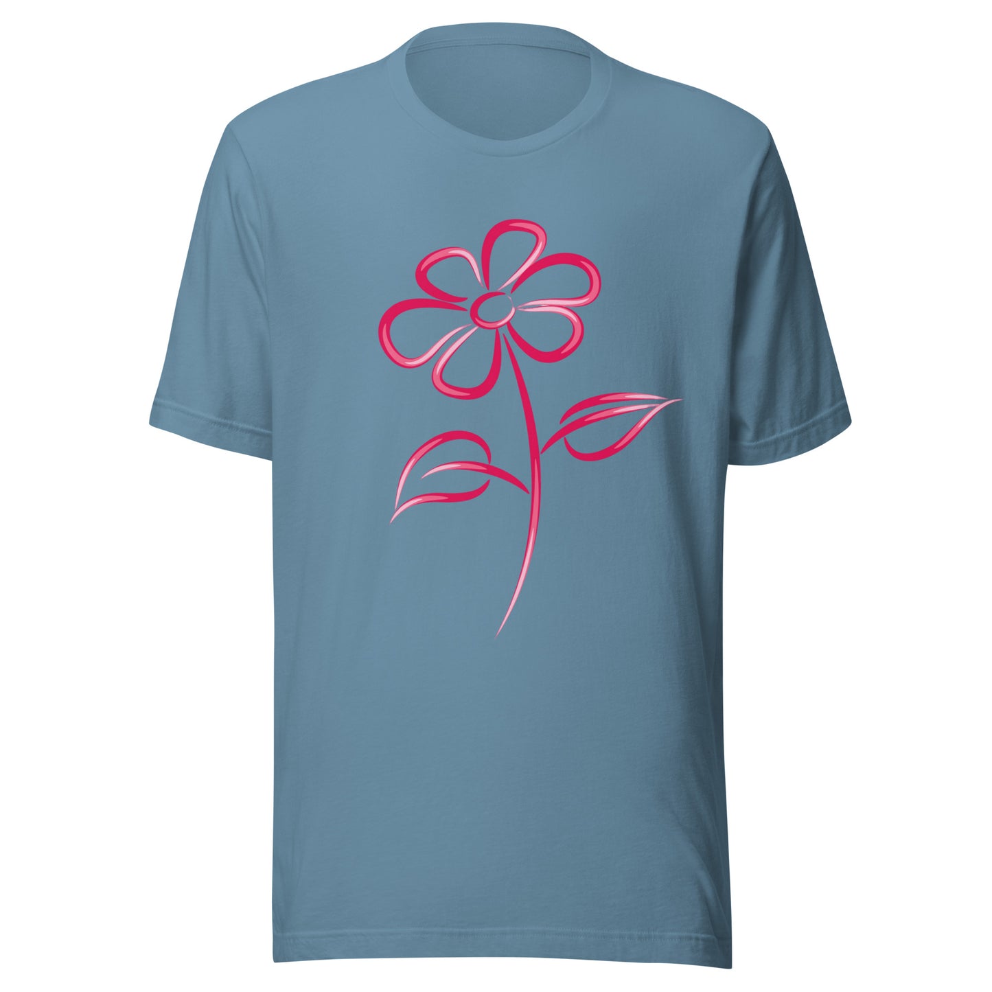 Fuchsia Flower Line Art Graphic Tee - Premium Cotton T-Shirt