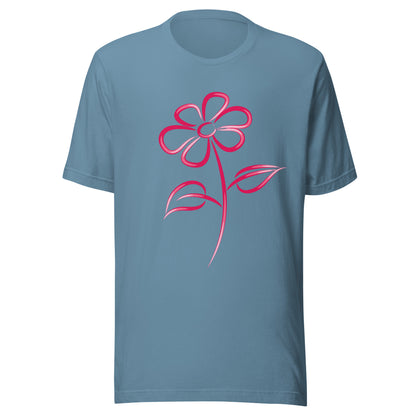 Fuchsia Flower Line Art Graphic Tee - Premium Cotton T-Shirt