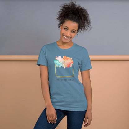 Luxe Abstract Marble Print Tee with Inspirational Quote | Elegant Boho-Chic Top