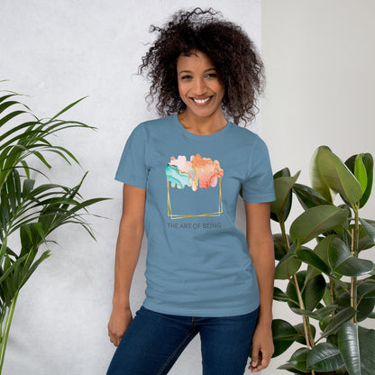 Luxe Abstract Marble Print Tee with Inspirational Quote | Elegant Boho-Chic Top