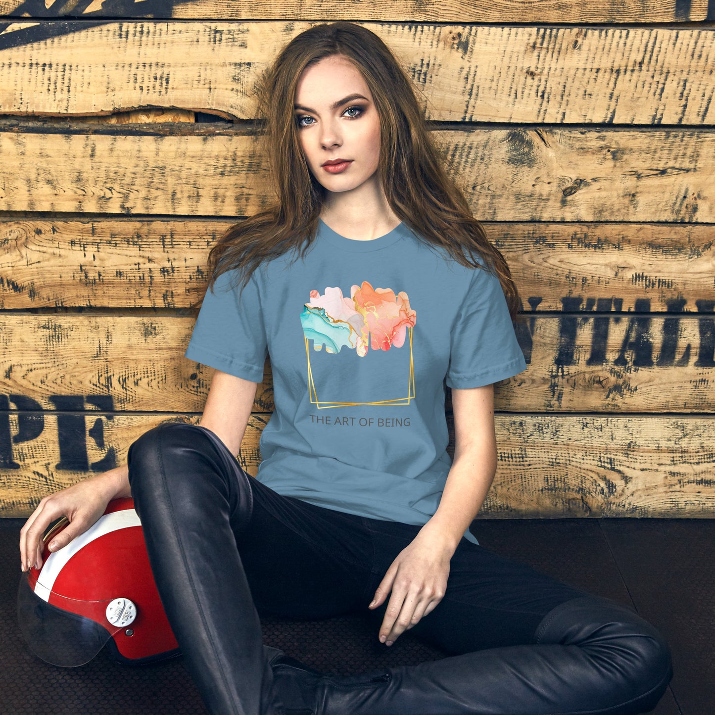 Luxe Abstract Marble Print Tee with Inspirational Quote | Elegant Boho-Chic Top