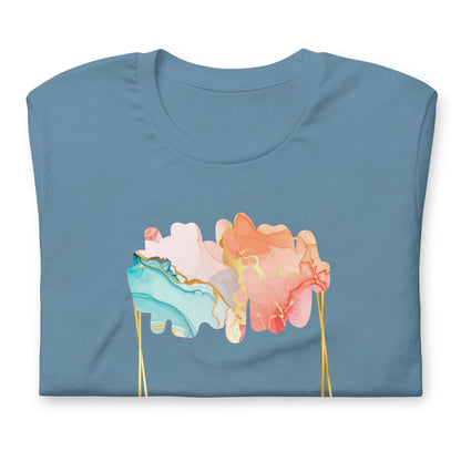 Luxe Abstract Marble Print Tee with Inspirational Quote | Elegant Boho-Chic Top