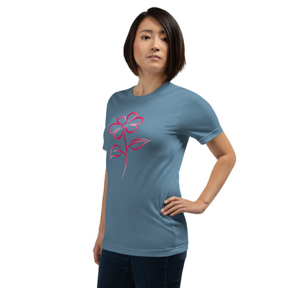 Fuchsia Flower Line Art Graphic Tee - Premium Cotton T-Shirt