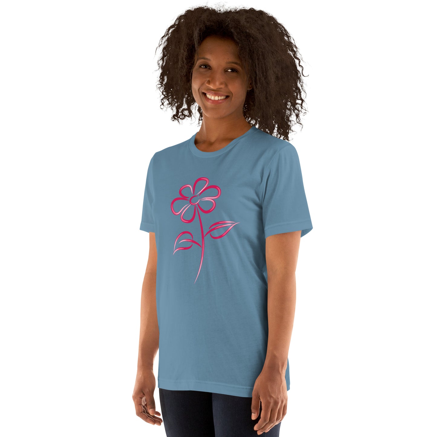 Fuchsia Flower Line Art Graphic Tee - Premium Cotton T-Shirt