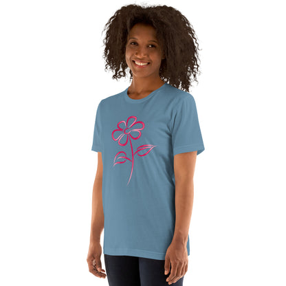 Fuchsia Flower Line Art Graphic Tee - Premium Cotton T-Shirt