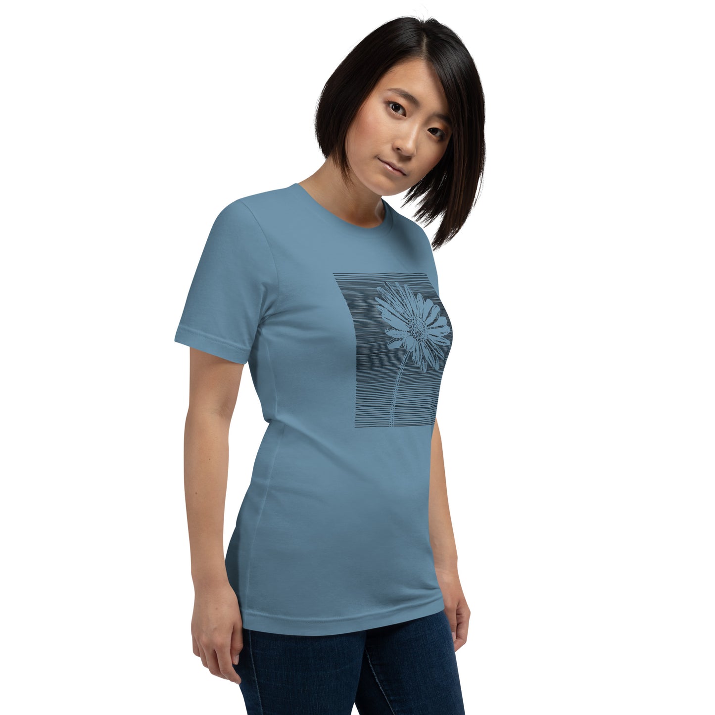 Elyx Minimalist Daisy Line Art Woman Graphic Tee