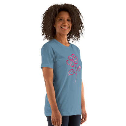 Fuchsia Flower Line Art Graphic Tee - Premium Cotton T-Shirt