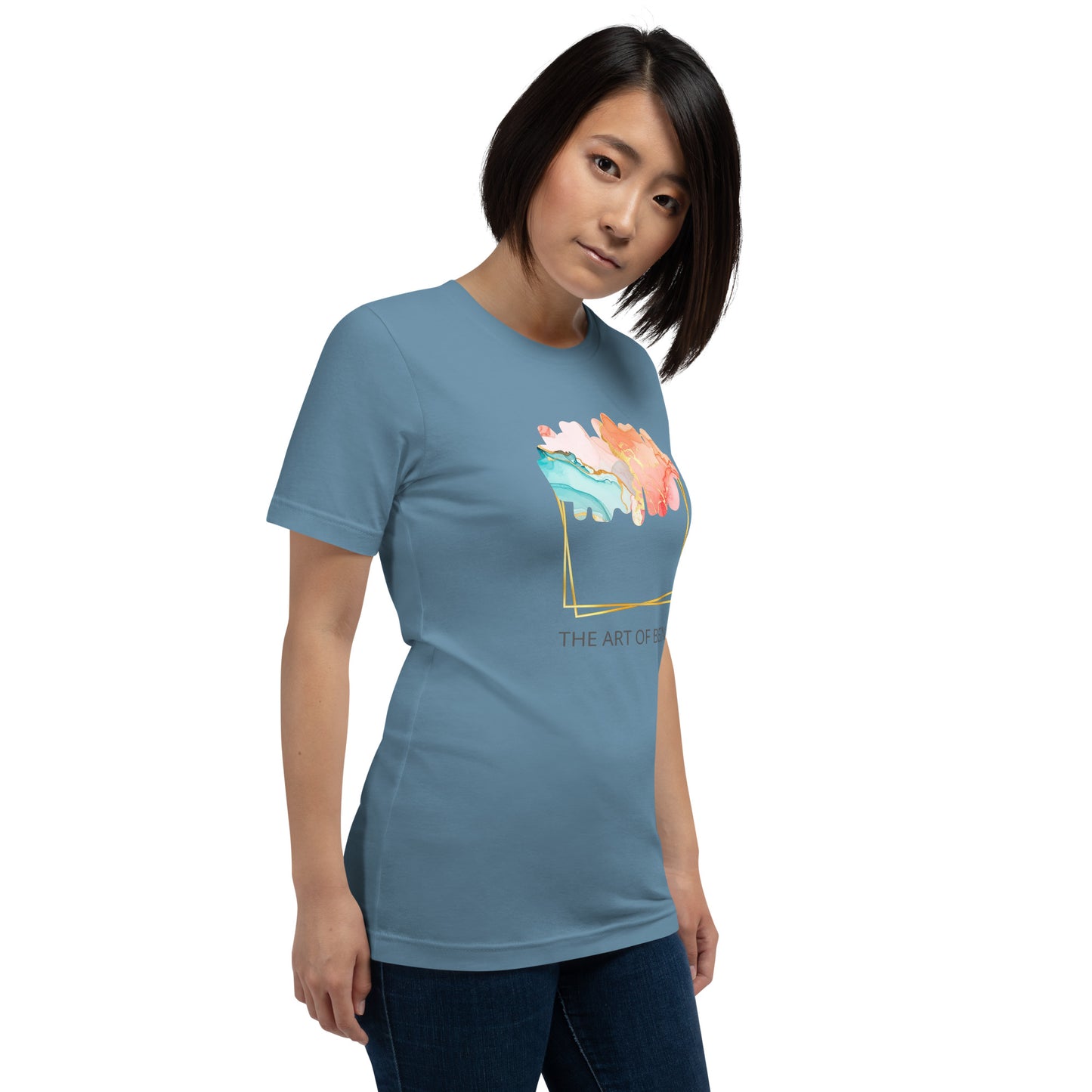 Luxe Abstract Marble Print Tee with Inspirational Quote | Elegant Boho-Chic Top