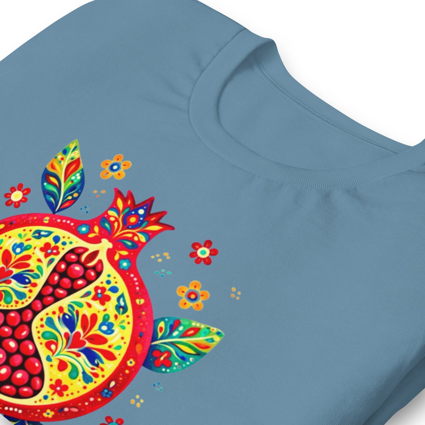 Elyx "Vibrant Pomegranate" Folk Art Graphic Tee - Premium Soft Cotton T-Shirt for Women