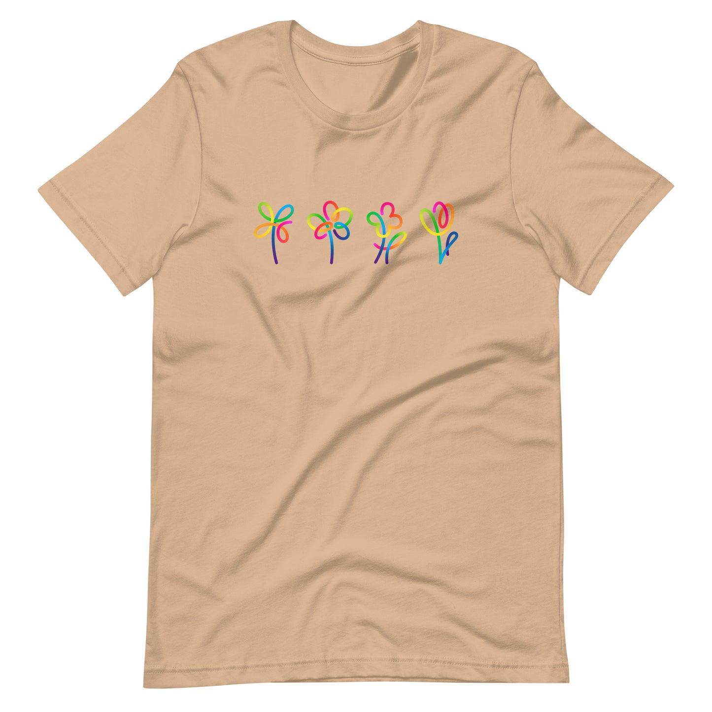 Elyx Artistic Rainbow Doodles Floral Tee - Positive Energy Woman Graphic T-Shirt