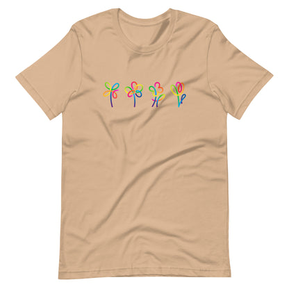 Elyx Artistic Rainbow Doodles Floral Tee - Positive Energy Woman Graphic T-Shirt