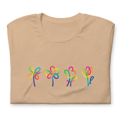 Elyx Artistic Rainbow Doodles Floral Tee - Positive Energy Woman Graphic T-Shirt