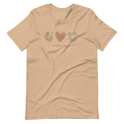 Leopard Heart Graphic Tee - Enjoy Life Everyday Aesthetic Boho T-Shirt - Cozy  Top