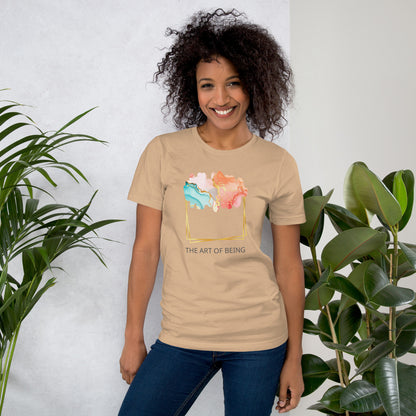 Luxe Abstract Marble Print Tee with Inspirational Quote | Elegant Boho-Chic Top
