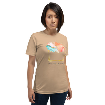 Luxe Abstract Marble Print Tee with Inspirational Quote | Elegant Boho-Chic Top