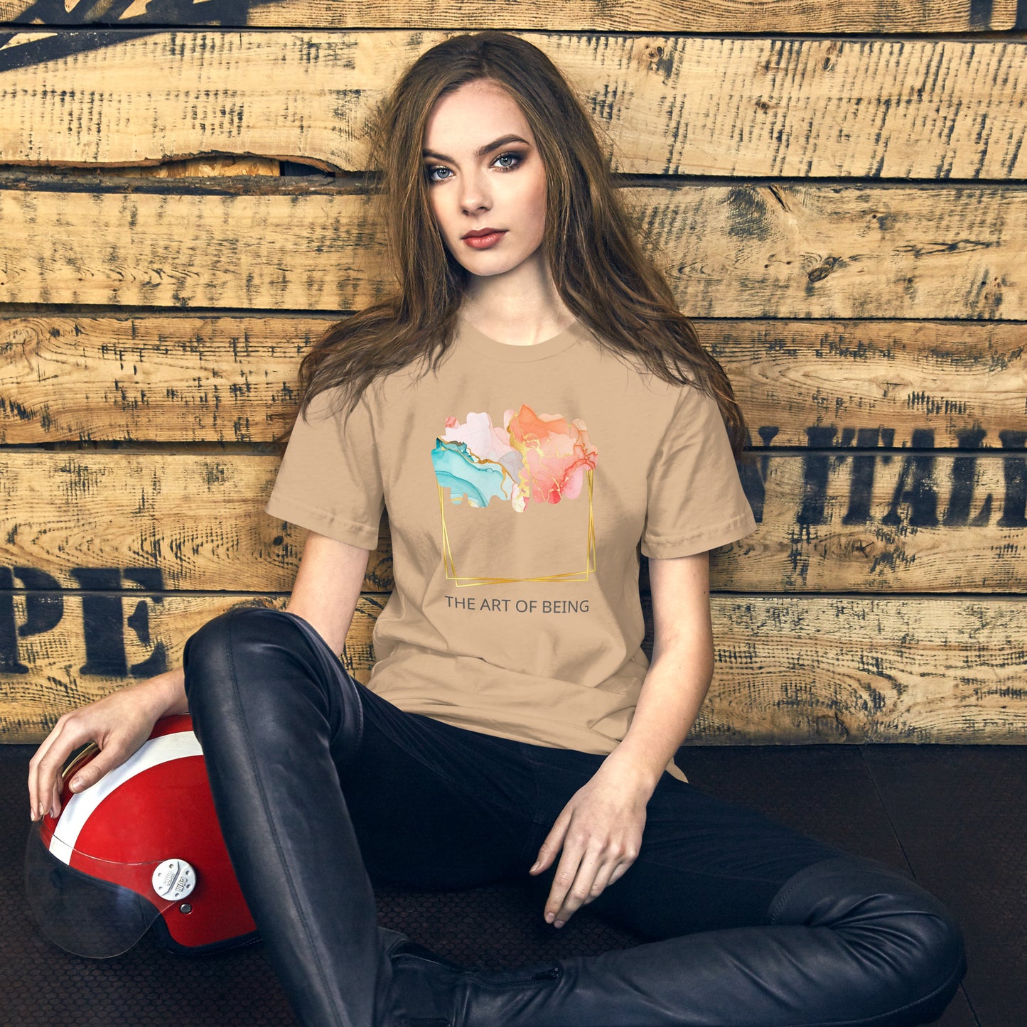 Luxe Abstract Marble Print Tee with Inspirational Quote | Elegant Boho-Chic Top