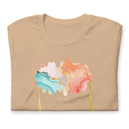 Luxe Abstract Marble Print Tee with Inspirational Quote | Elegant Boho-Chic Top