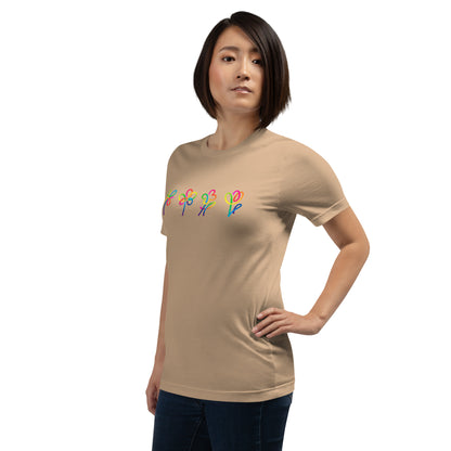 Elyx Artistic Rainbow Doodles Floral Tee - Positive Energy Woman Graphic T-Shirt