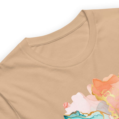 Luxe Abstract Marble Print Tee with Inspirational Quote | Elegant Boho-Chic Top