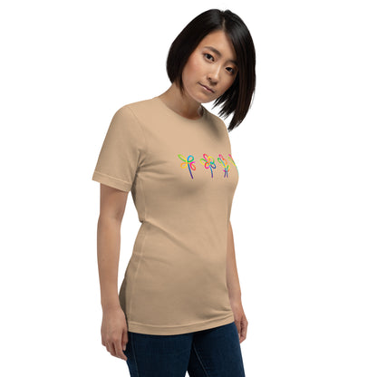 Elyx Artistic Rainbow Doodles Floral Tee - Positive Energy Woman Graphic T-Shirt