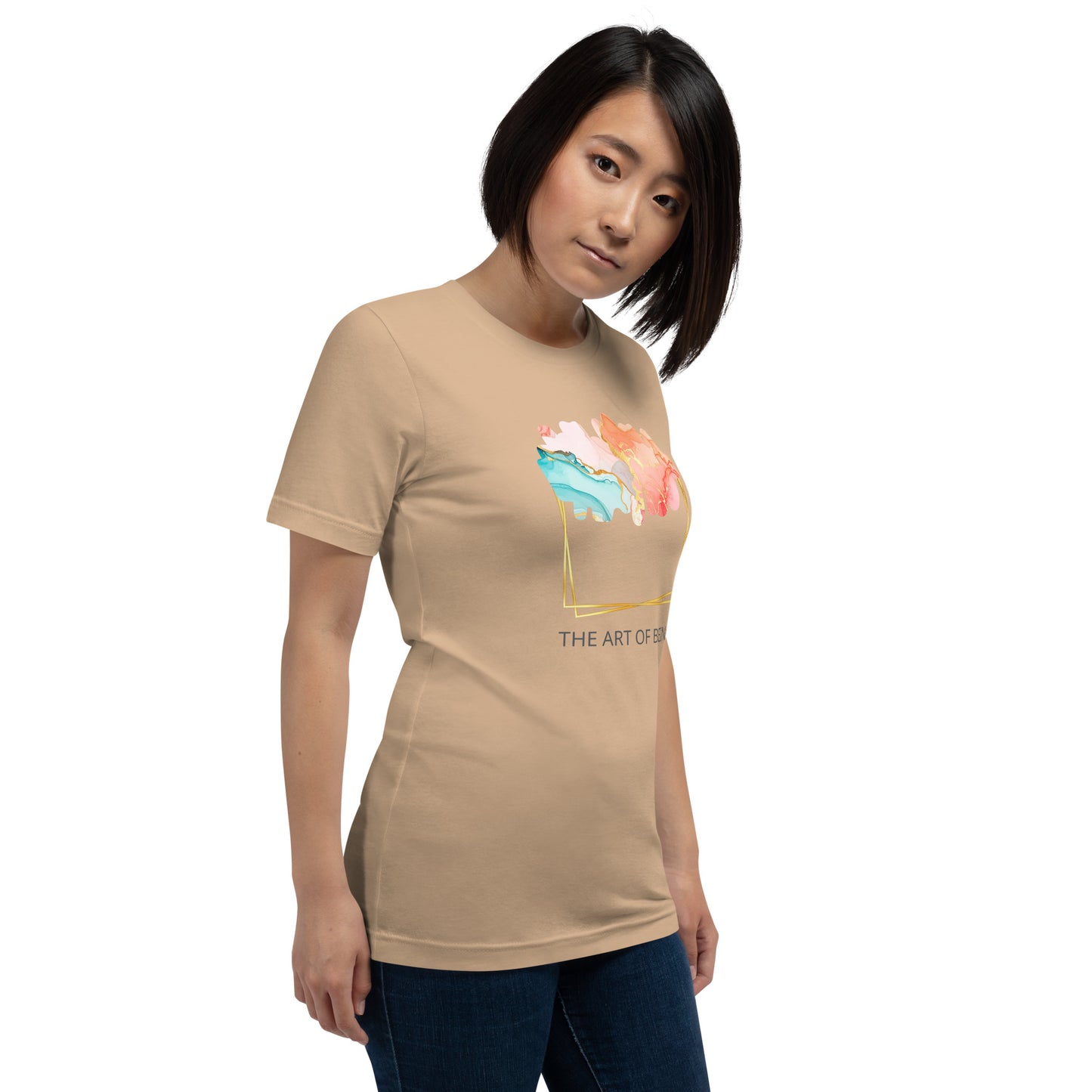 Luxe Abstract Marble Print Tee with Inspirational Quote | Elegant Boho-Chic Top