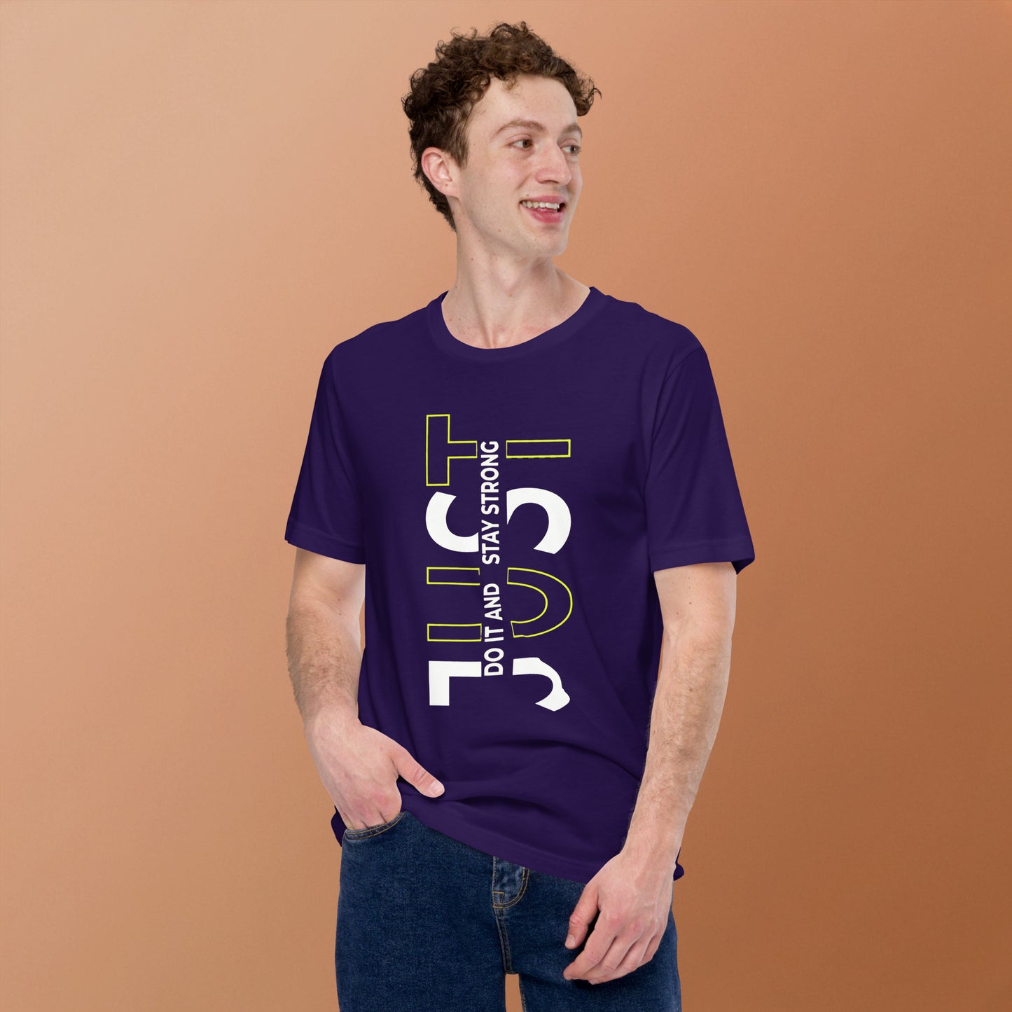 Stay Strong Vertical Typographic Tee - Modern Minimalist Urban Streetwear T-Shirt
