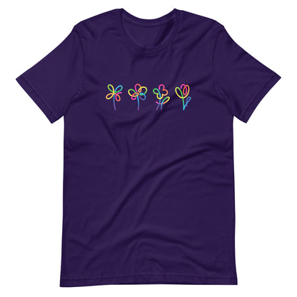 Elyx Artistic Rainbow Doodles Floral Tee - Positive Energy Woman Graphic T-Shirt