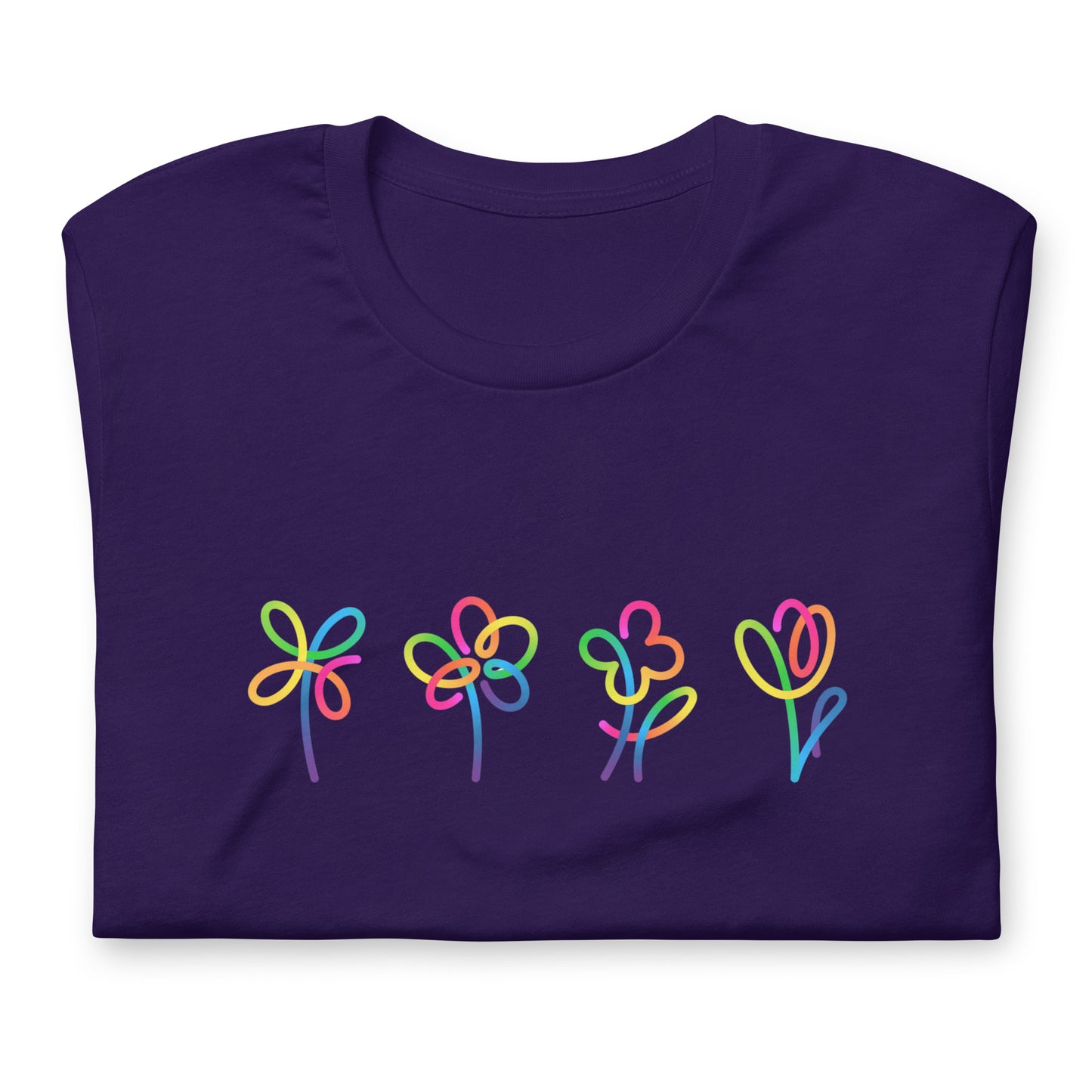 Elyx Artistic Rainbow Doodles Floral Tee - Positive Energy Woman Graphic T-Shirt