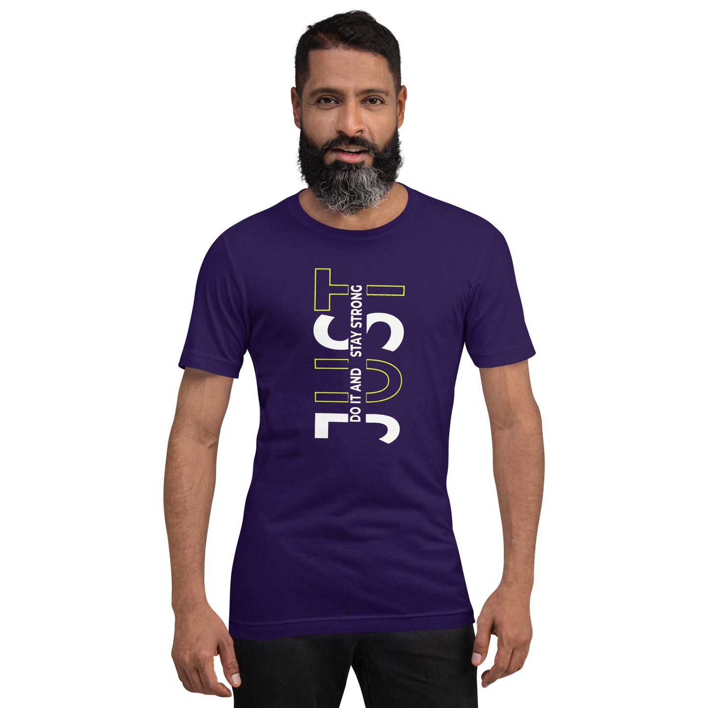 Stay Strong Vertical Typographic Tee - Modern Minimalist Urban Streetwear T-Shirt