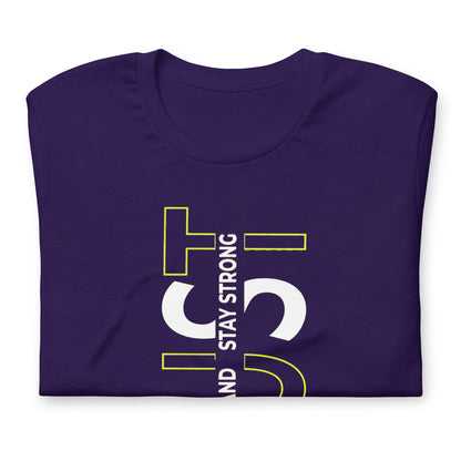 Stay Strong Vertical Typographic Tee - Modern Minimalist Urban Streetwear T-Shirt