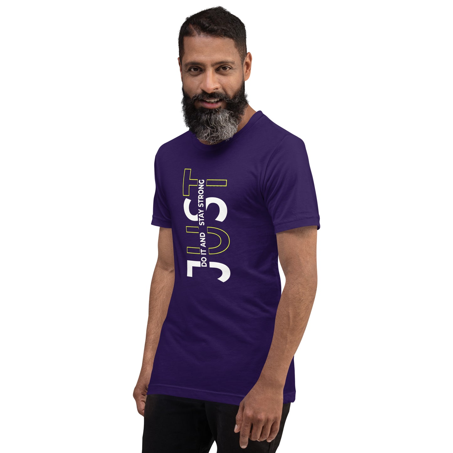 Stay Strong Vertical Typographic Tee - Modern Minimalist Urban Streetwear T-Shirt